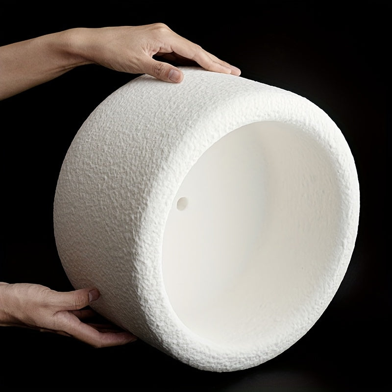 Large Stone-Textured Lampshades Are Artistically Suspended in a Spacious Exhibition Hall. The Ultra-Lightweight, High-Quality Cream-White Italian-Style Lampshade Additions Are Perfect for Creative Studios, Italian Villas, Entryways, Corridors
