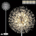 Beslowe 69'' Crystal Floor Lamp for Living Room, Modern Standing Lamp with 738pcs K9 Crystals, Tall Lamp Pole Light for Bedroom Office, Mid Century Golden Floor Lighting with 9 LED Bulbs, Antique Brass