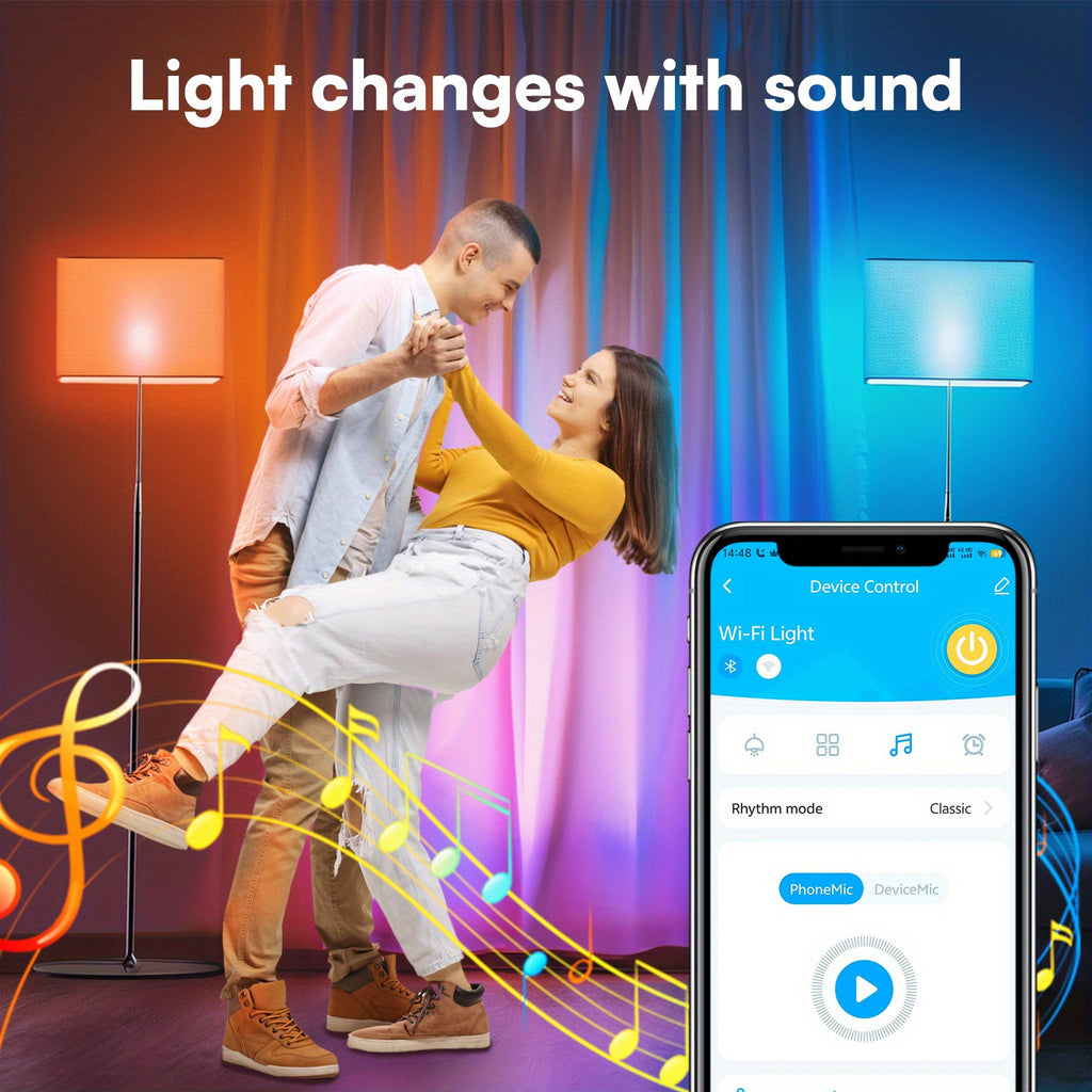 2\u002F4\u002F8\u002F10pcs Smart Bulbs, RGBCW Wi-Fi Color Changing LED Bulbs Compatible with Alexa and Google Home Assistant, A19 E26 9W 800LM Multicolor Bulbs, No Hub Required