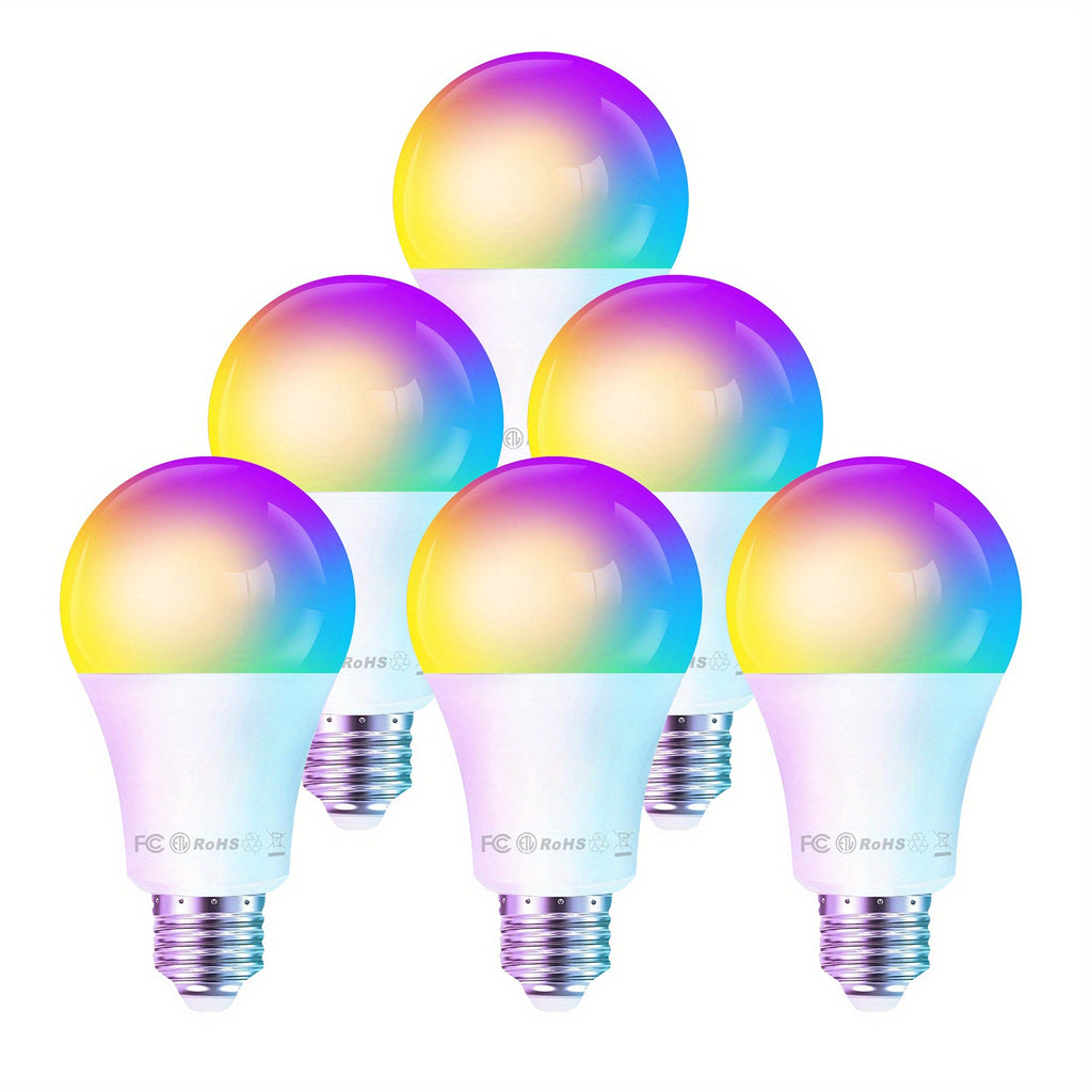 2\u002F4\u002F8\u002F10pcs Smart Bulbs, RGBCW Wi-Fi Color Changing LED Bulbs Compatible with Alexa and Google Home Assistant, A19 E26 9W 800LM Multicolor Bulbs, No Hub Required