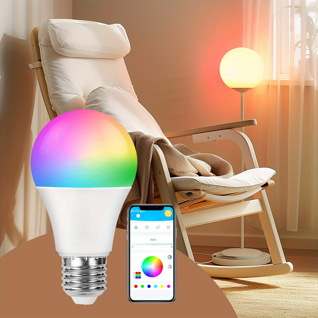 2\u002F4\u002F8\u002F10pcs Smart Bulbs, RGBCW Wi-Fi Color Changing LED Bulbs Compatible with Alexa and Google Home Assistant, A19 E26 9W 800LM Multicolor Bulbs, No Hub Required