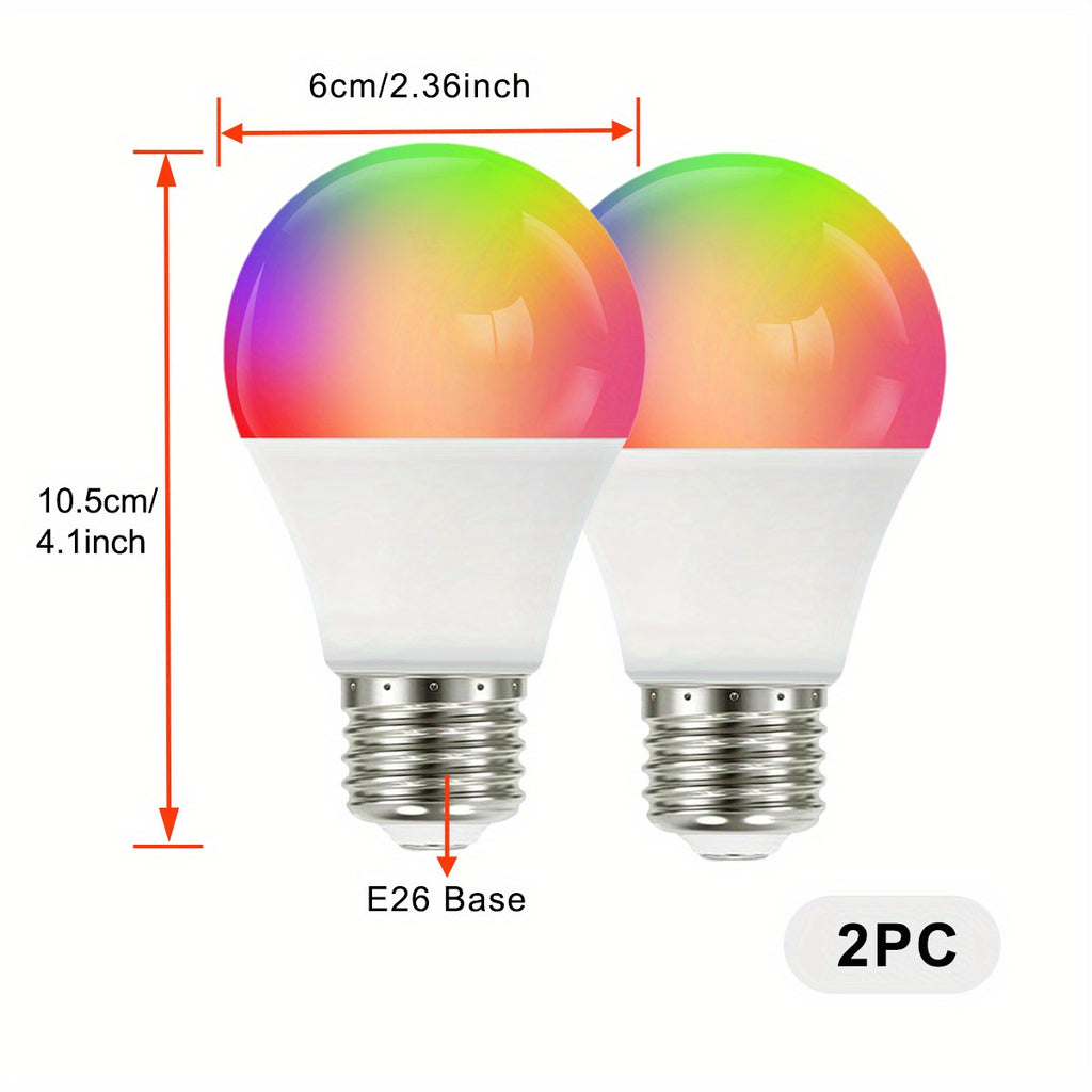 2\u002F4\u002F8\u002F10pcs Smart Bulbs, RGBCW Wi-Fi Color Changing LED Bulbs Compatible with Alexa and Google Home Assistant, A19 E26 9W 800LM Multicolor Bulbs, No Hub Required