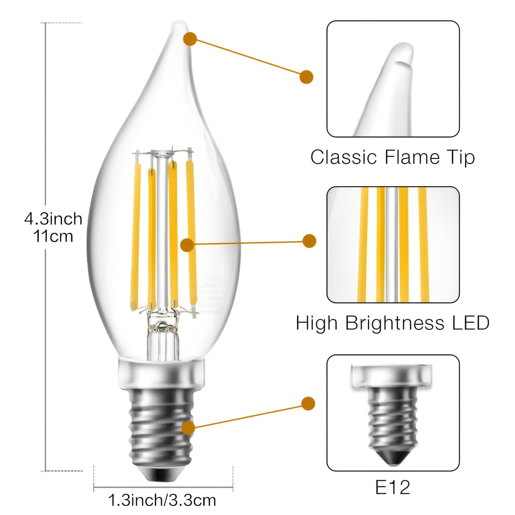 CA11 600LM 2700K E12 Household Light Bulbs, Suitable for Decorating Bedrooms, Kitchens, And Living Rooms