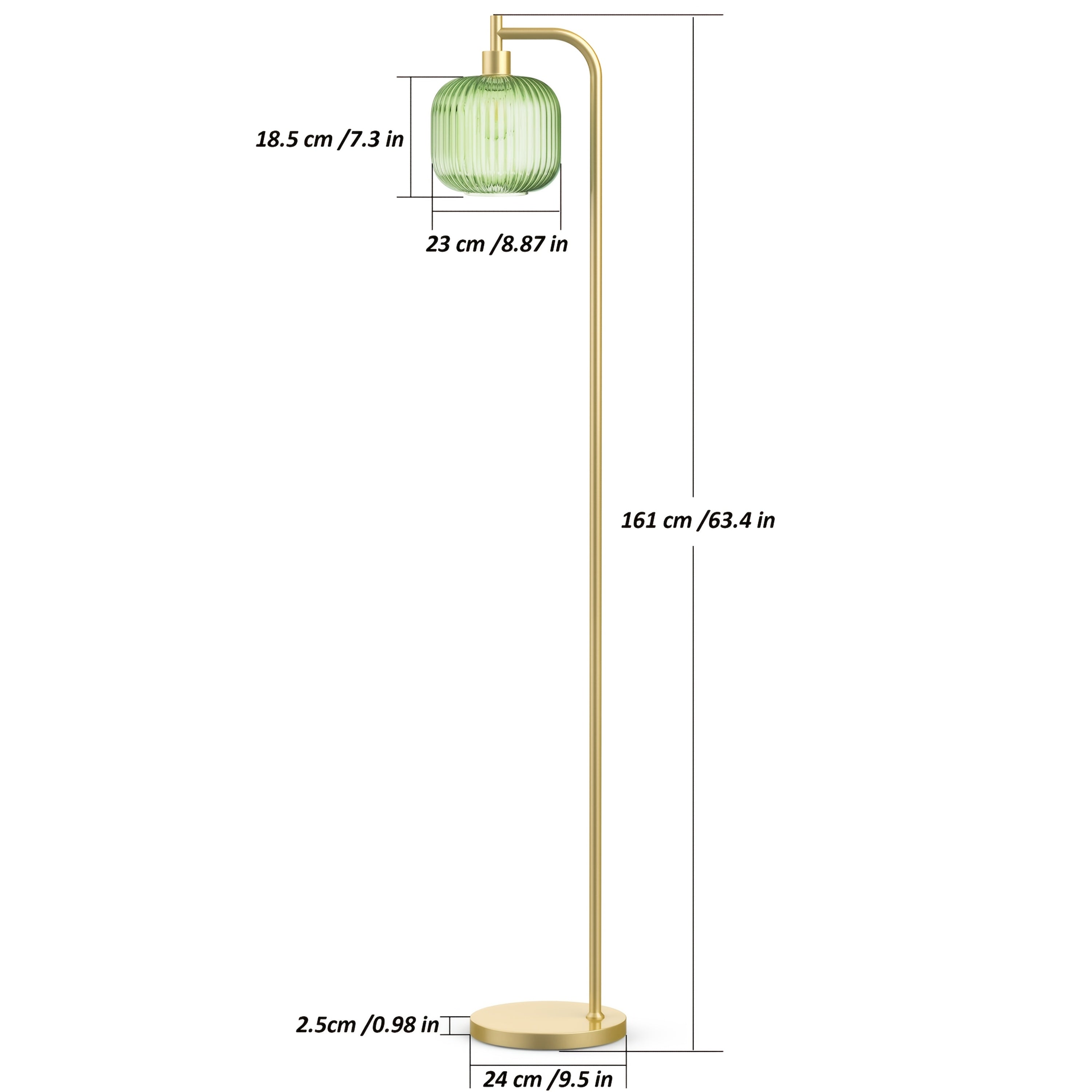 Arched Floor Lamp With Glass Shade, Bulb Included And Magnetic Remote Control, Floor Lamps For Living Room Modern