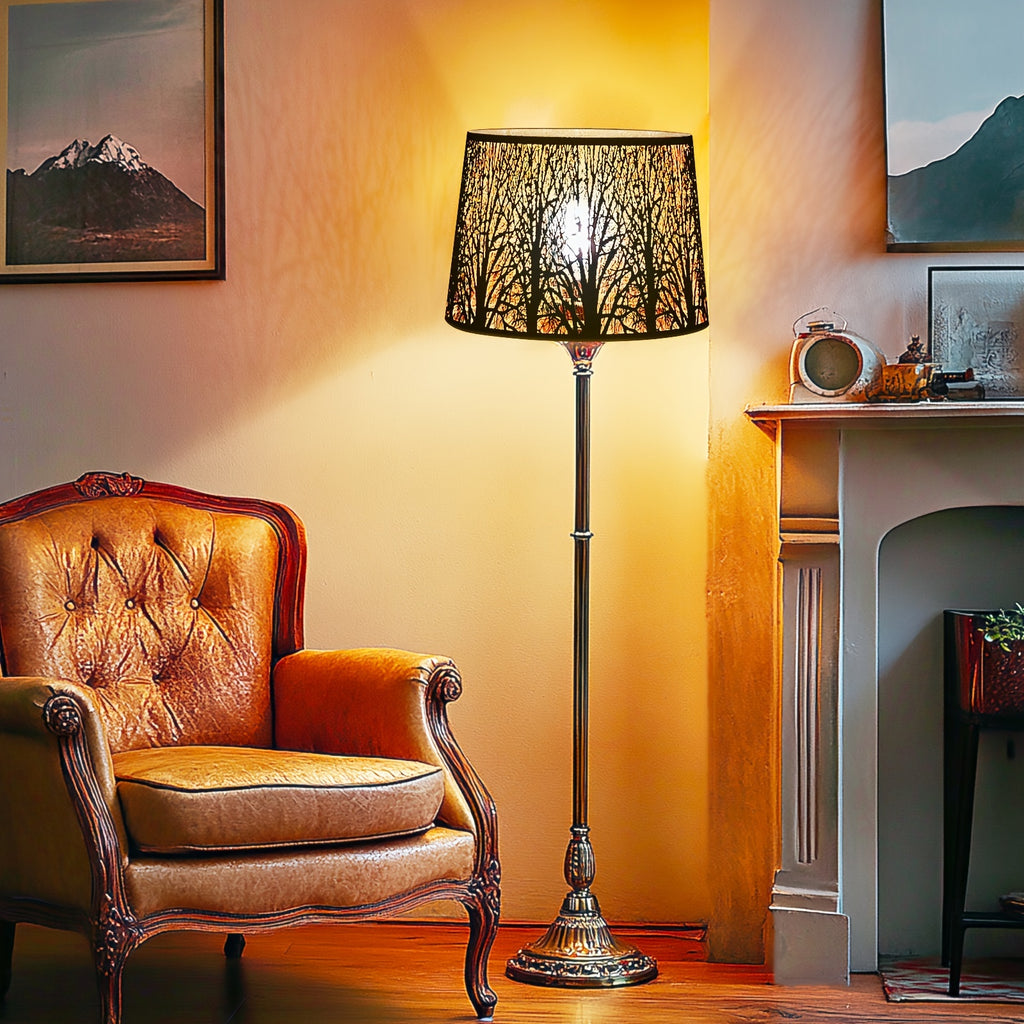New Tree Of Life Medium Shade, Drum Metal Shade For Table And Floor Lamps, 10x12x8 Inch, Iron Shades