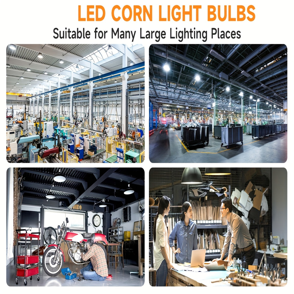 LED Corn Light Bulb, 2pcs 100W LED Corn Light Bulbs with 15000 Lumens, 5000k Daylight White Light Bulb, E26\u002FE39 Medium-sized Mogul Base, Used for Large-area Lighting Fixtures In Indoor Garages, Warehouses, And Other Places That Require Lighting