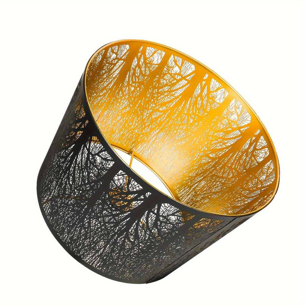 New Tree Of Life Medium Shade, Drum Metal Shade For Table And Floor Lamps, 10x12x8 Inch, Iron Shades