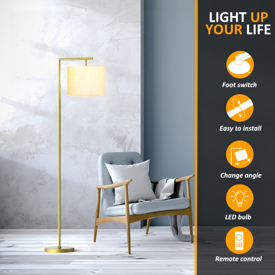 Arched\u002FArc Floor Lamp with Remote Control And Bulb Included