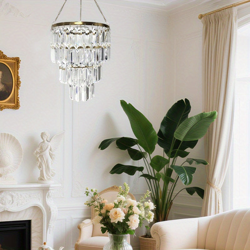 Luxury Acrylic Chandelier Lamp Shade, 3-Tier Crystal-Like Pendant Light Cover, No Bulb Or Cord Included, Elegant Wedding And Home Decor