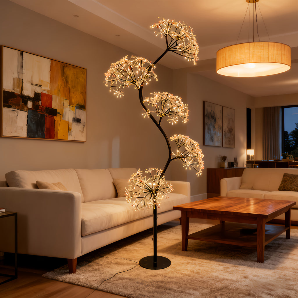 71-Inch Explosion Star Romantic Dandelion Black\u002FWhite Branch LED Ambient Tree Light, Suitable for Living Rooms, Bedrooms, Outdoor Courtyards And Other Places, Suitable for Valentine'S Day, New Year, Spring Festival, Christmas Decoration