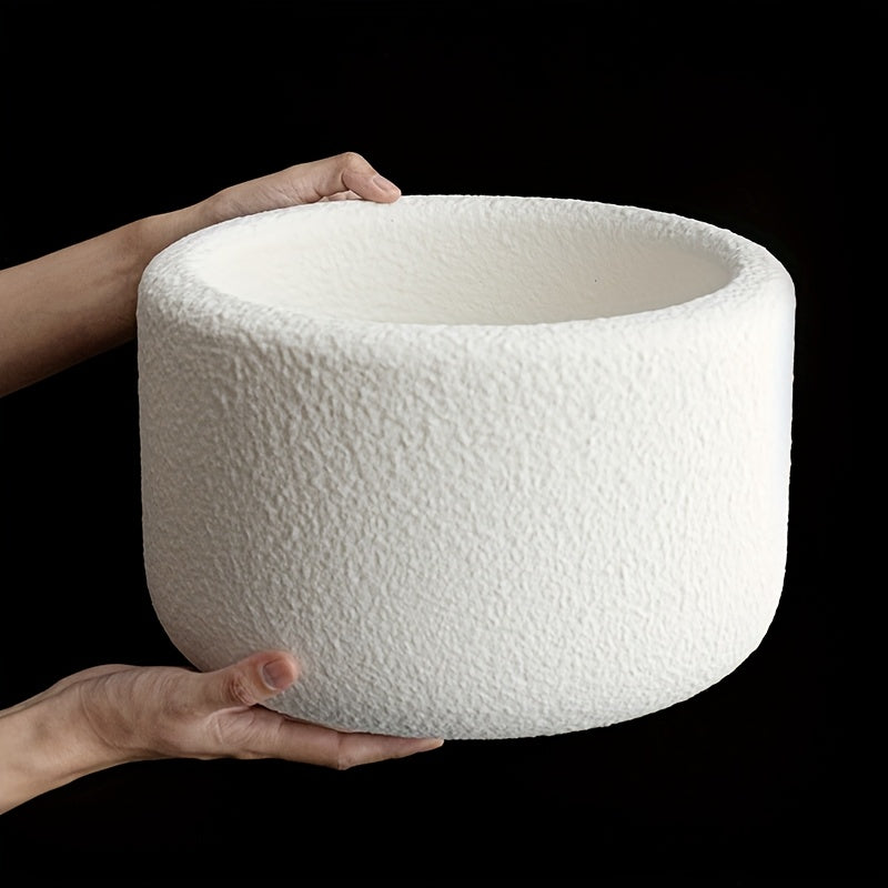 Large Stone-Textured Lampshades Are Artistically Suspended in a Spacious Exhibition Hall. The Ultra-Lightweight, High-Quality Cream-White Italian-Style Lampshade Additions Are Perfect for Creative Studios, Italian Villas, Entryways, Corridors
