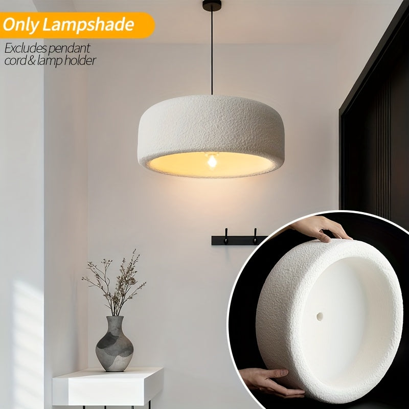 Large Stone-Textured Lampshades Are Artistically Suspended in a Spacious Exhibition Hall. The Ultra-Lightweight, High-Quality Cream-White Italian-Style Lampshade Additions Are Perfect for Creative Studios, Italian Villas, Entryways, Corridors