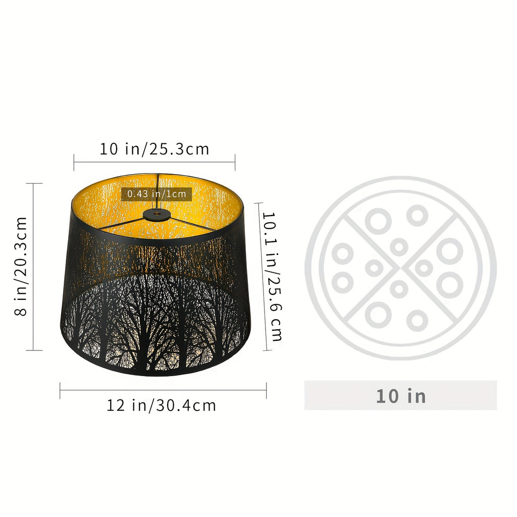New Tree Of Life Medium Shade, Drum Metal Shade For Table And Floor Lamps, 10x12x8 Inch, Iron Shades