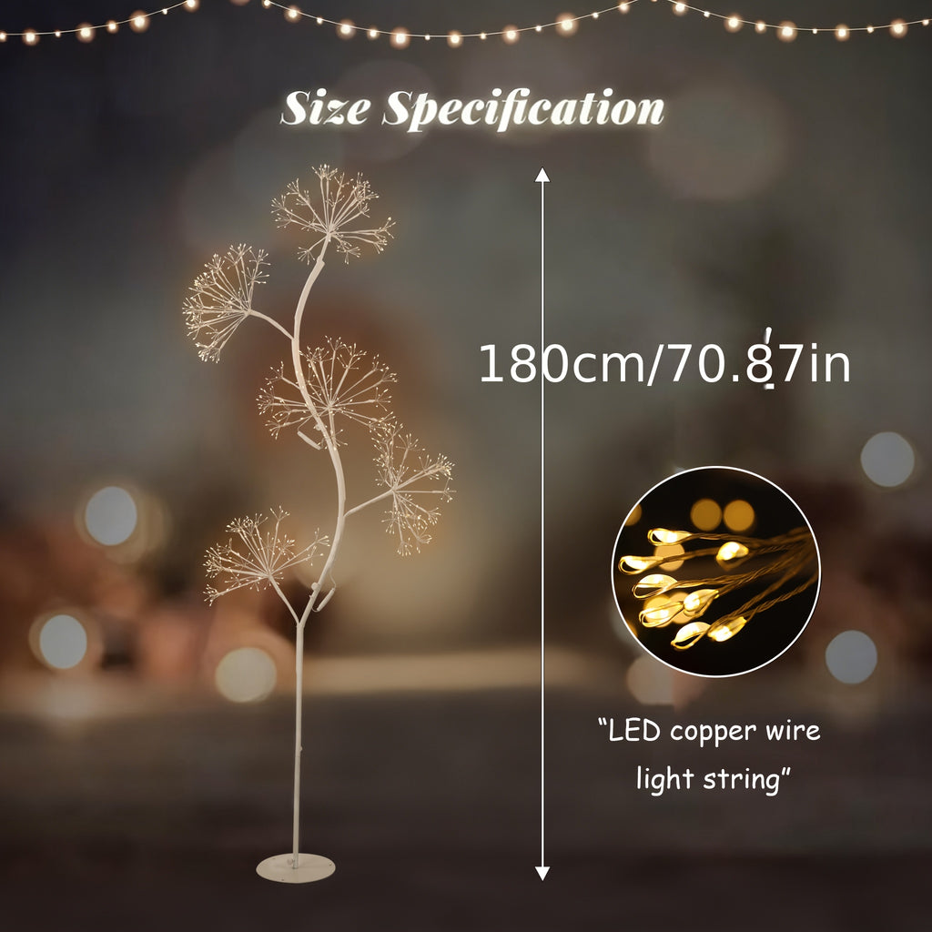 71-Inch Explosion Star Romantic Dandelion Black\u002FWhite Branch LED Ambient Tree Light, Suitable for Living Rooms, Bedrooms, Outdoor Courtyards And Other Places, Suitable for Valentine'S Day, New Year, Spring Festival, Christmas Decoration