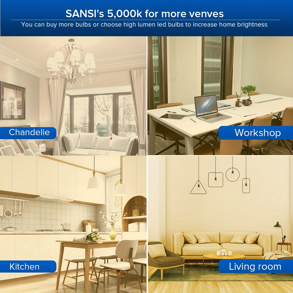 SANSI 6000LM A21 LED Light Bulb - 40 Watts (400 Watts Equiv) Super Ultra Brightness Bulb Non-Dimmable, Safe 25000H Lifespan, E26 Base, 270° Beam Angle, Perfect for Home Office Workshop