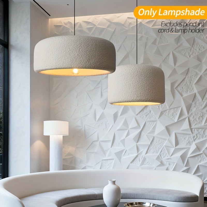 Large Stone-Textured Lampshades Are Artistically Suspended in a Spacious Exhibition Hall. The Ultra-Lightweight, High-Quality Cream-White Italian-Style Lampshade Additions Are Perfect for Creative Studios, Italian Villas, Entryways, Corridors