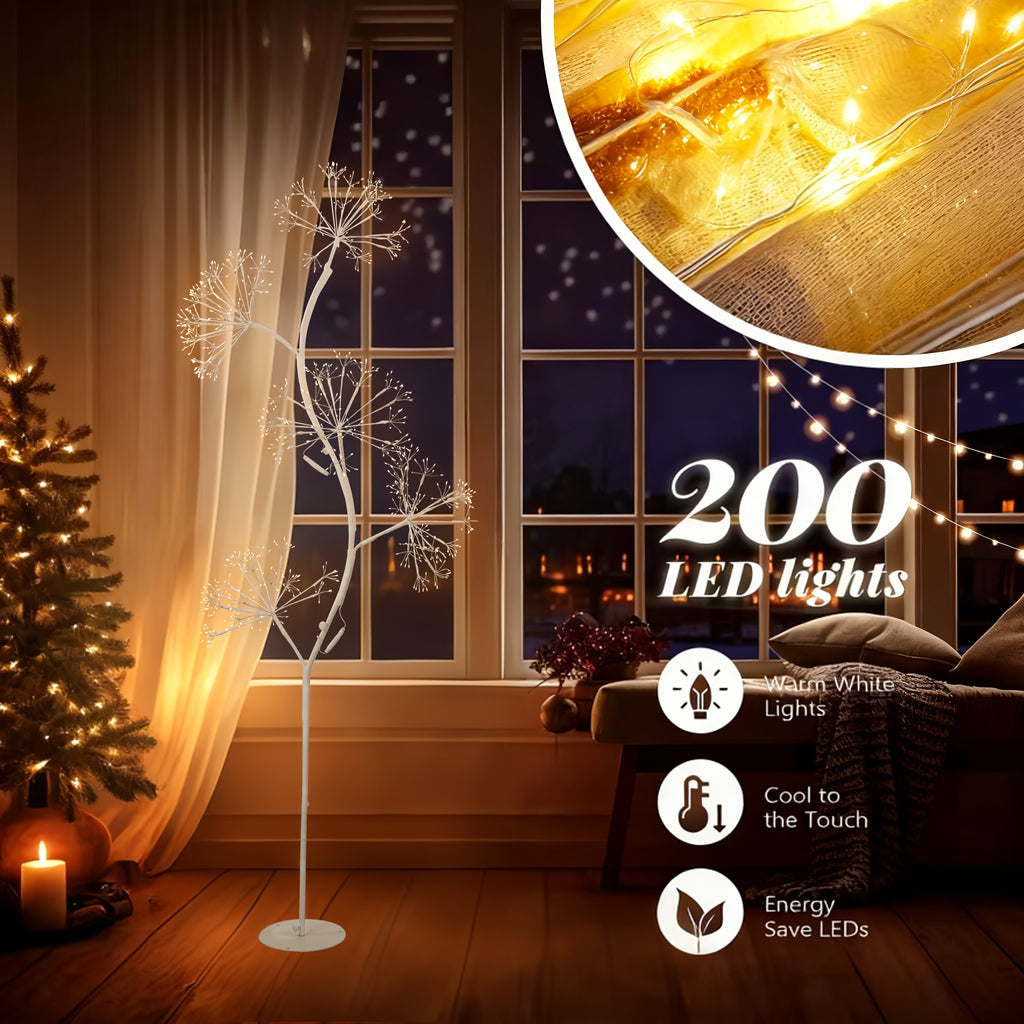 71-Inch Explosion Star Romantic Dandelion Black\u002FWhite Branch LED Ambient Tree Light, Suitable for Living Rooms, Bedrooms, Outdoor Courtyards And Other Places, Suitable for Valentine'S Day, New Year, Spring Festival, Christmas Decoration