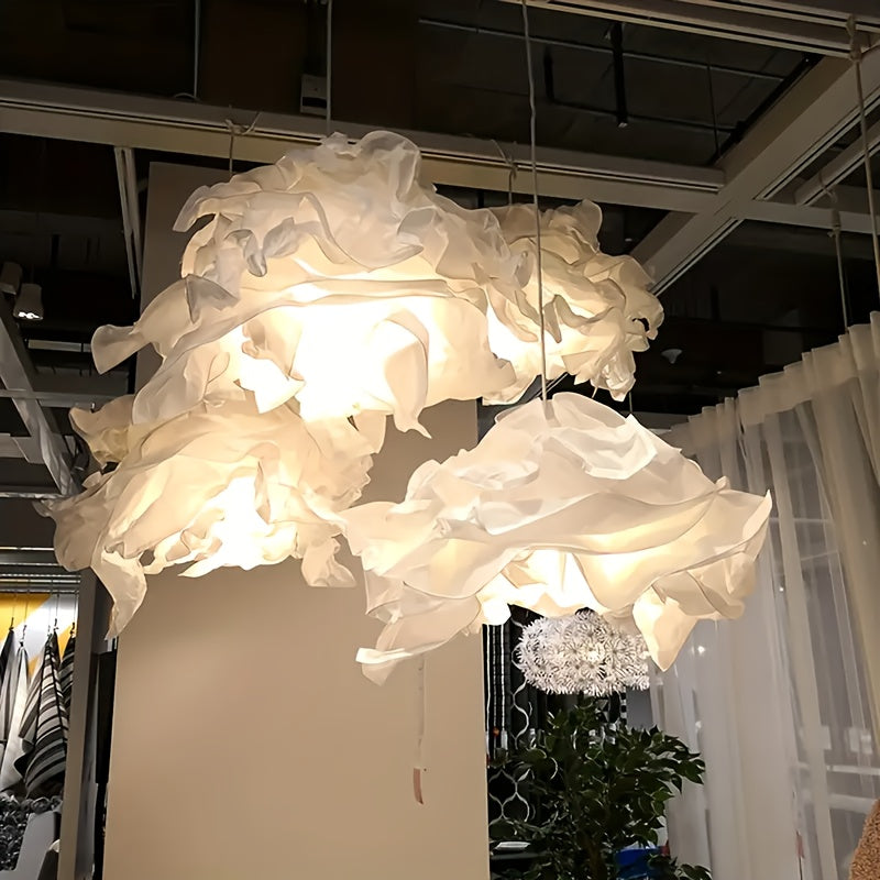 1pc Modern Cloud-Shaped Paper Lampshade Ceiling Fixture - Round Cloud Shade Suitable for Living Room, Bedroom, Bar - Easy Installation (No \u002FElectricity) in 16.93\