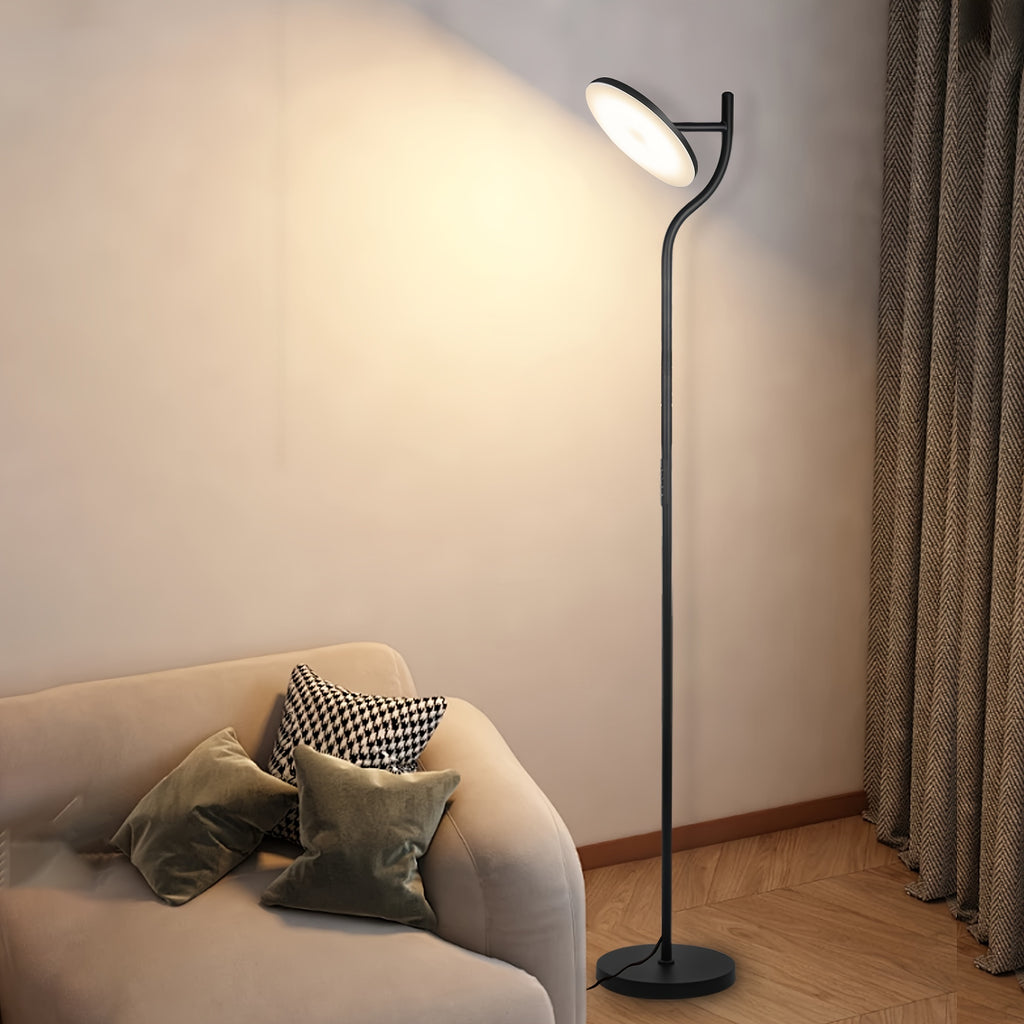 LED floor lamp dimmable in living room -36W rotating floor lamp black 4-color continuous dimming - floor lamp with remote control and touch control in living room, bedroom, office