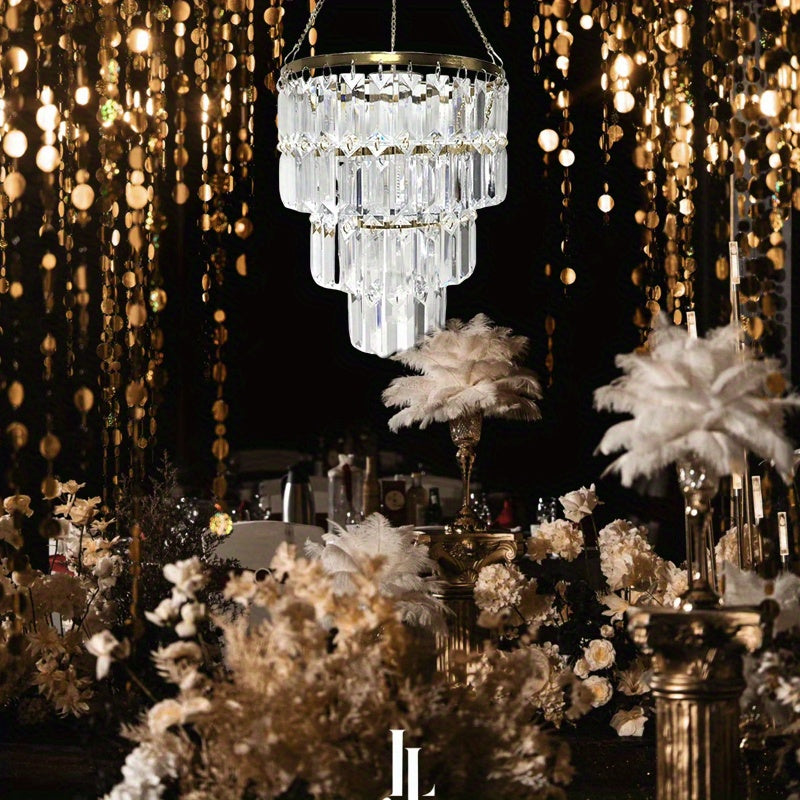 Luxury Acrylic Chandelier Lamp Shade, 3-Tier Crystal-Like Pendant Light Cover, No Bulb Or Cord Included, Elegant Wedding And Home Decor