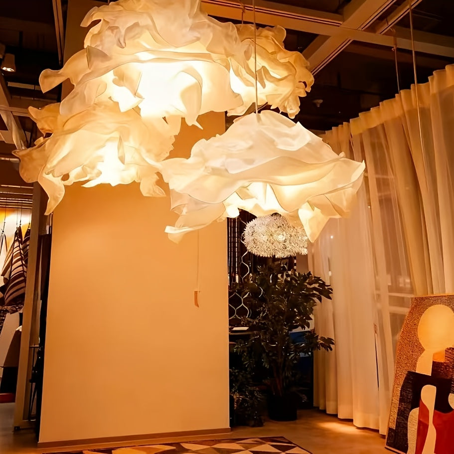 1pc Modern Cloud-Shaped Paper Lampshade Ceiling Fixture - Round Cloud Shade Suitable for Living Room, Bedroom, Bar - Easy Installation (No \u002FElectricity) in 16.93\
