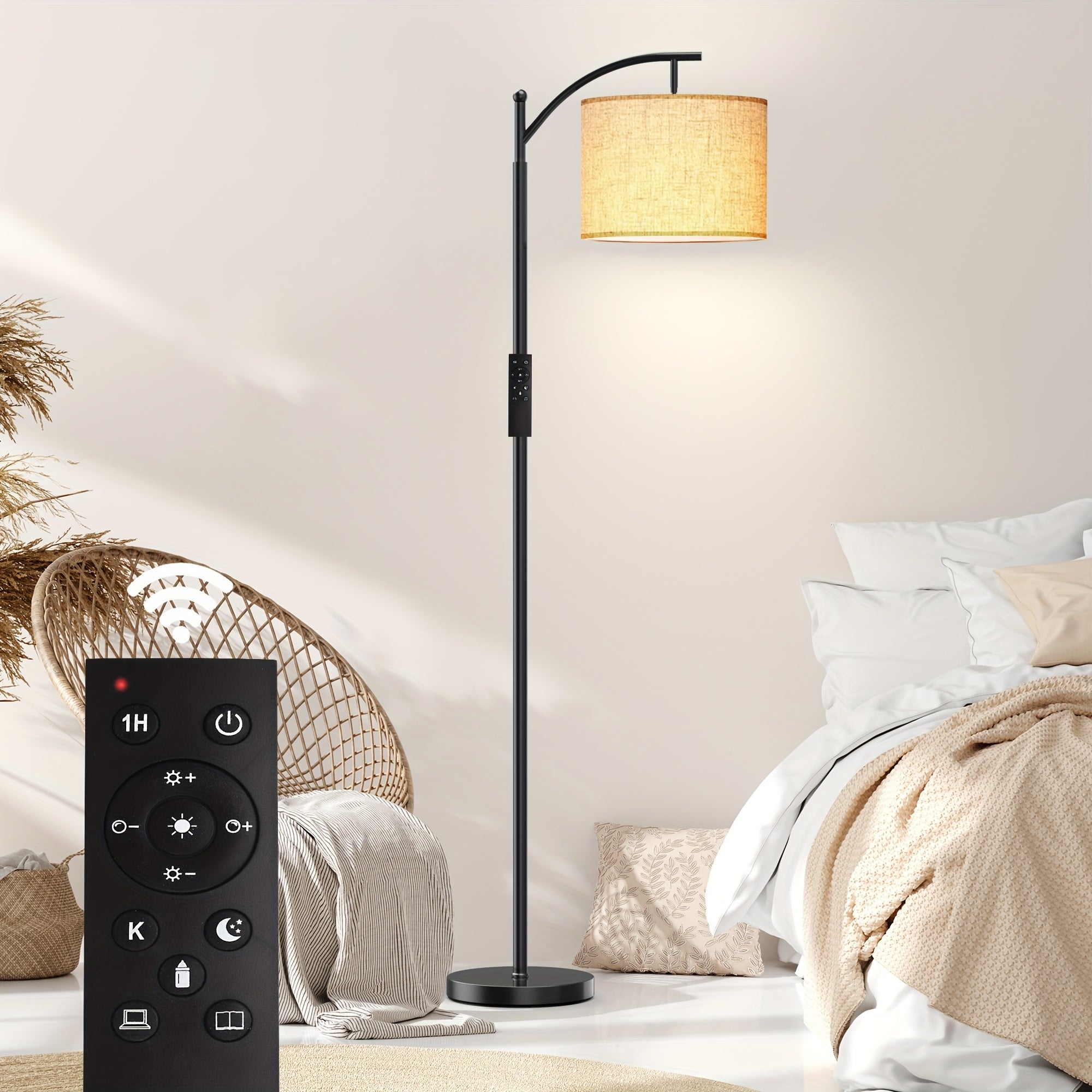 Arched\u002FArc Floor Lamp with Remote Control And Bulb Included
