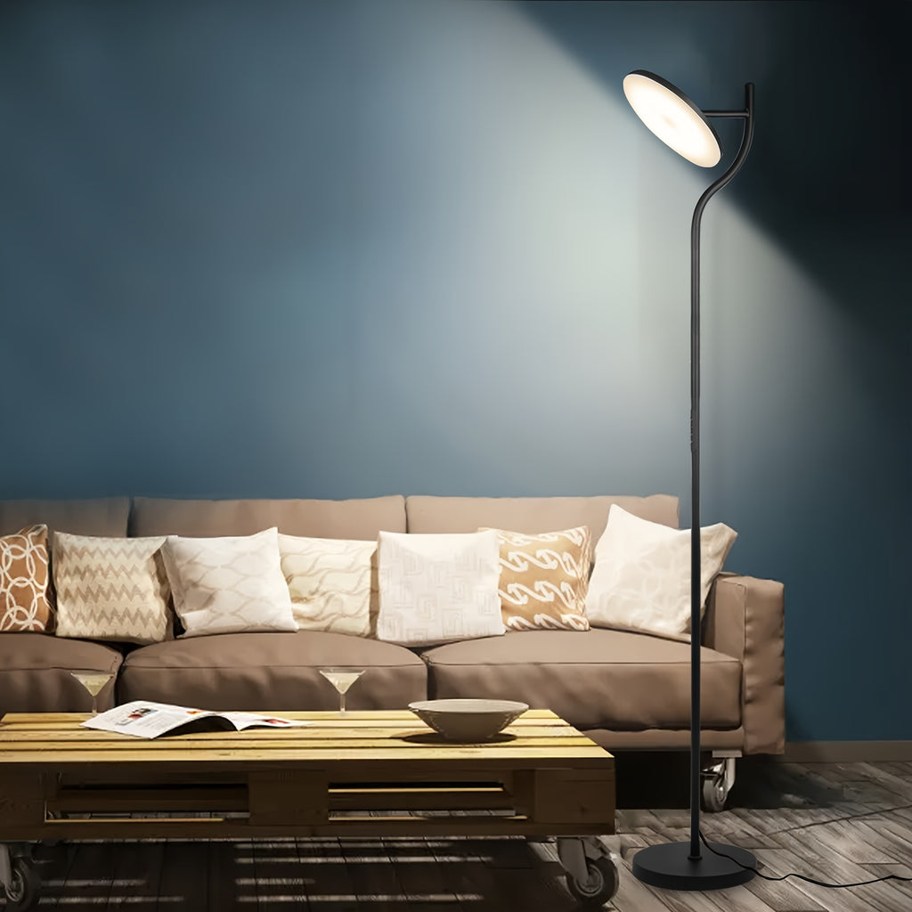 LED floor lamp dimmable in living room -36W rotating floor lamp black 4-color continuous dimming - floor lamp with remote control and touch control in living room, bedroom, office