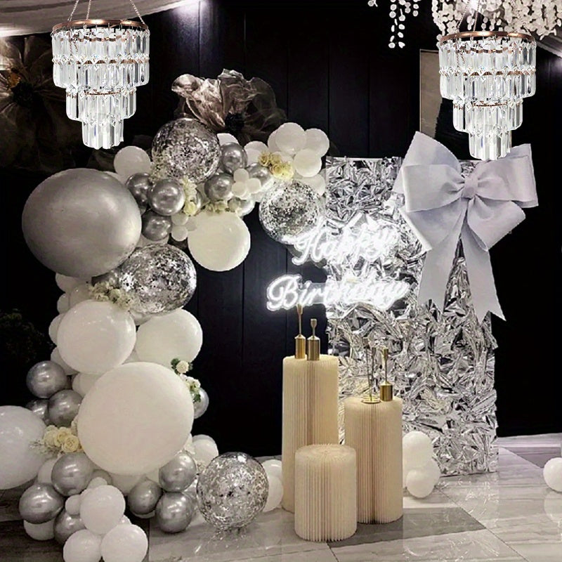 Luxury Acrylic Chandelier Lamp Shade, 3-Tier Crystal-Like Pendant Light Cover, No Bulb Or Cord Included, Elegant Wedding And Home Decor
