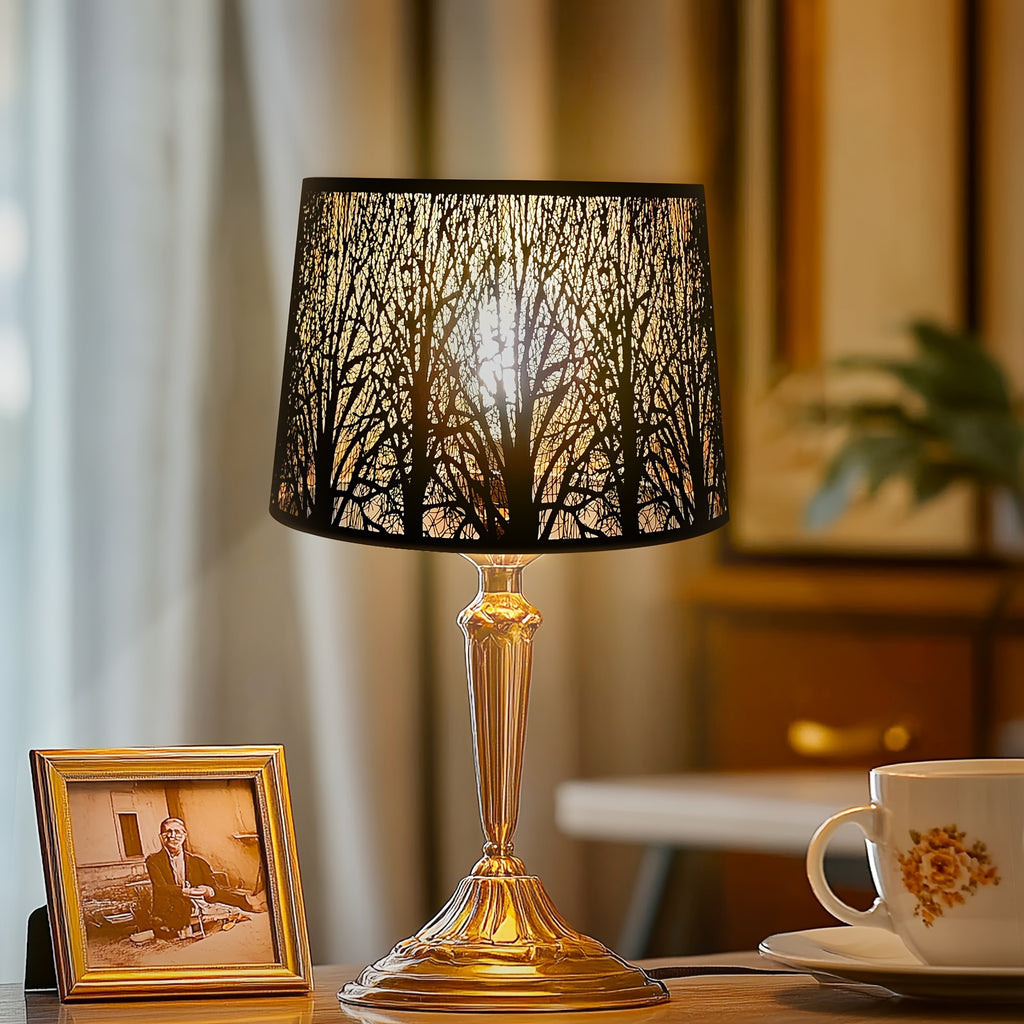New Tree Of Life Medium Shade, Drum Metal Shade For Table And Floor Lamps, 10x12x8 Inch, Iron Shades