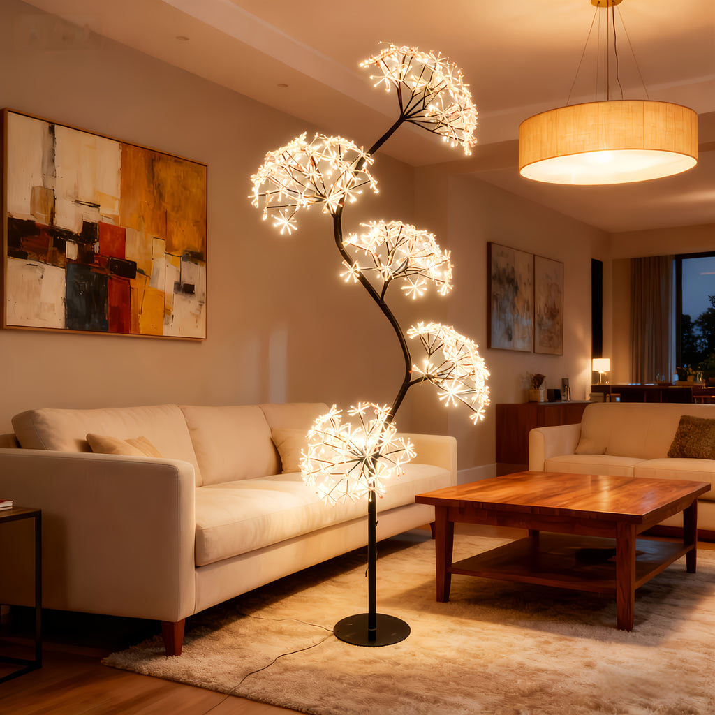 71-Inch Explosion Star Romantic Dandelion Black\u002FWhite Branch LED Ambient Tree Light, Suitable for Living Rooms, Bedrooms, Outdoor Courtyards And Other Places, Suitable for Valentine'S Day, New Year, Spring Festival, Christmas Decoration