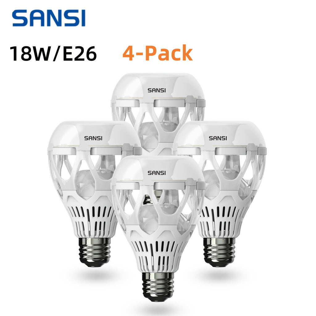 SANSI 4pcs 18W (150 Watt Equivalent) LED Light Bulb, A21 LED Bulbs, 2500 Lumens Light Bulbs, 3000K Warm White LED, E26 Base, Non-Dimmable, Bright Led Bulbs For Home Workshop