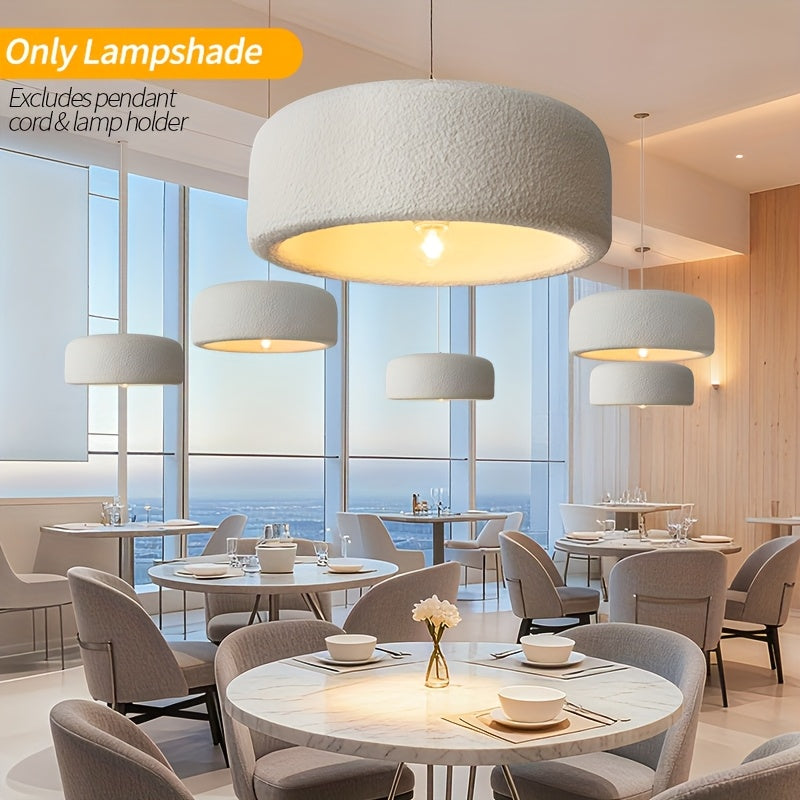 Large Stone-Textured Lampshades Are Artistically Suspended in a Spacious Exhibition Hall. The Ultra-Lightweight, High-Quality Cream-White Italian-Style Lampshade Additions Are Perfect for Creative Studios, Italian Villas, Entryways, Corridors