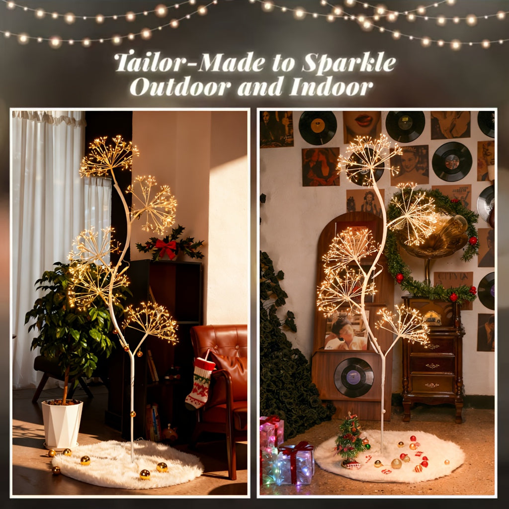 71-Inch Explosion Star Romantic Dandelion Black\u002FWhite Branch LED Ambient Tree Light, Suitable for Living Rooms, Bedrooms, Outdoor Courtyards And Other Places, Suitable for Valentine'S Day, New Year, Spring Festival, Christmas Decoration